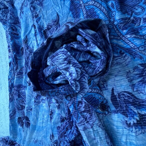 David Cline Womens Long Sleeve Button-Up Shirt Medium Ink Blue/Purple Floral - Picture 9 of 9